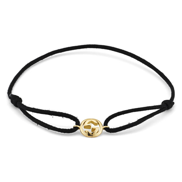 Gucci Interlocking G 18ct Gold and Cord Friendship Bracelet