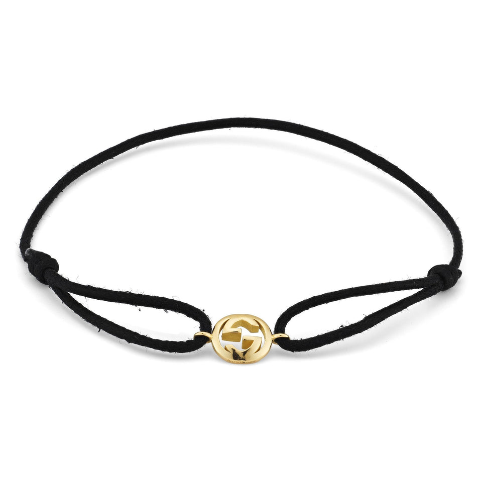 Gucci Interlocking G 18ct Gold and Cord Friendship Bracelet