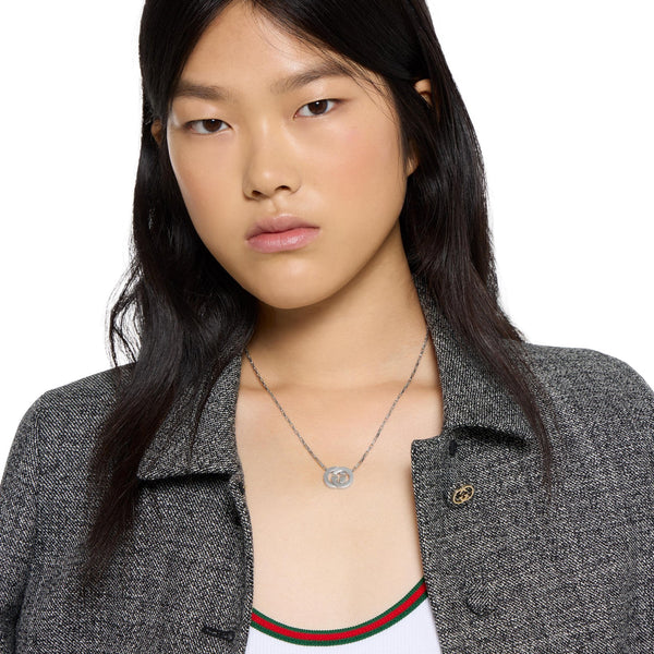 Gucci Interlocking G 45cm Silver Pendant Connector Necklace