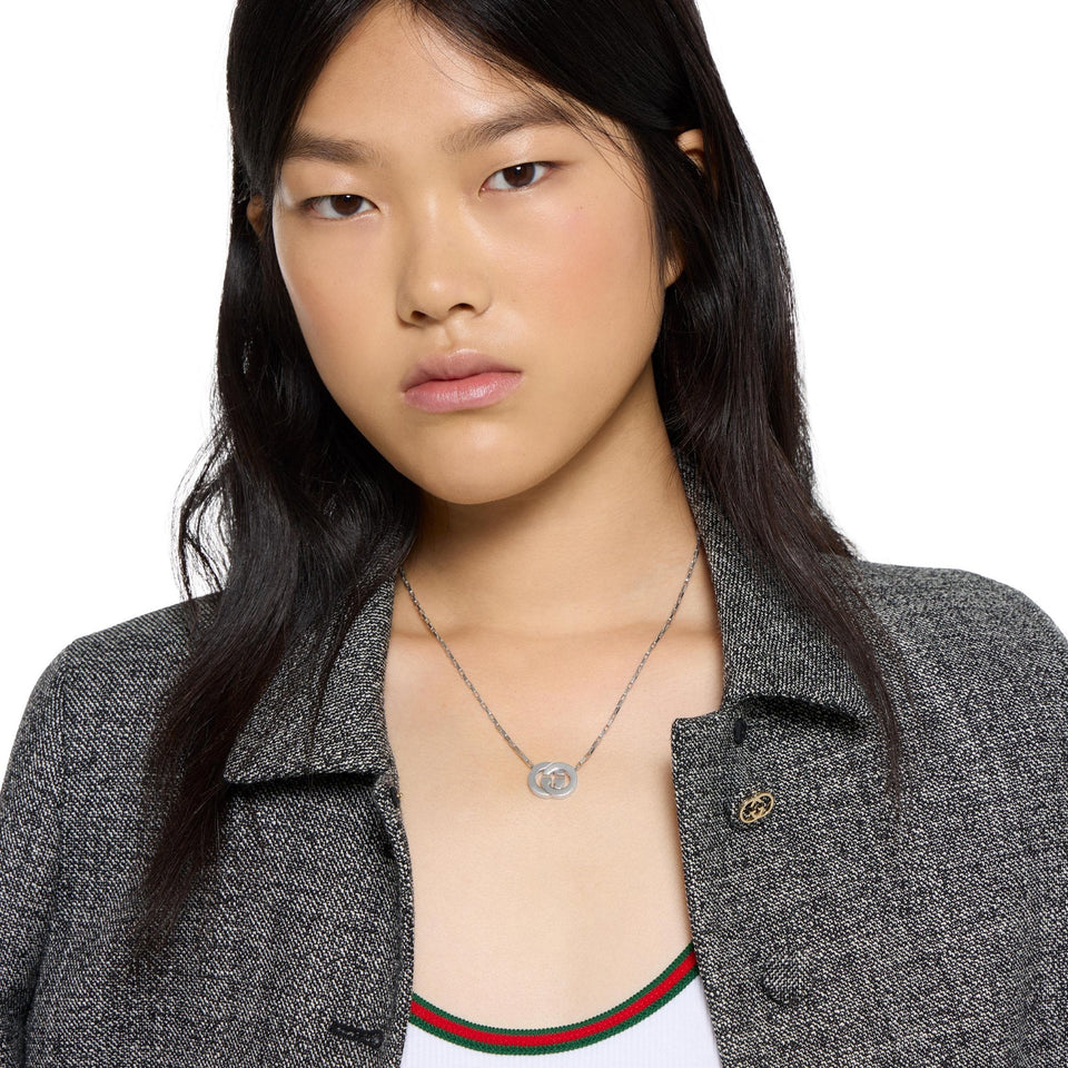 Gucci Interlocking G 45cm Silver Pendant Connector Necklace