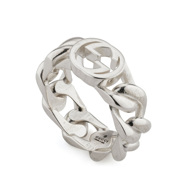 Gucci Interlocking G 7mm Silver Chain Ring