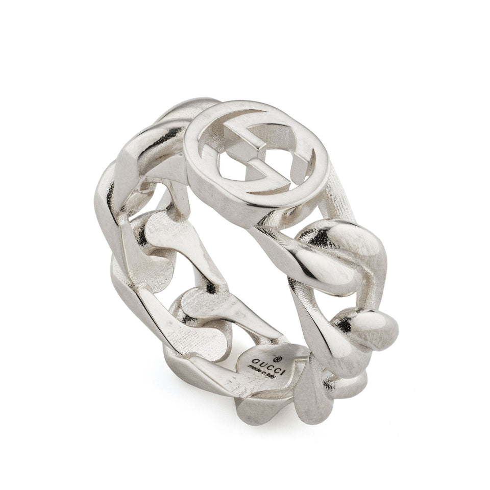 Gucci Interlocking G 7mm Silver Chain Ring