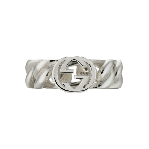 Gucci Interlocking G 7mm Silver Chain Ring