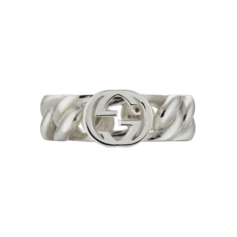 Gucci Interlocking G 7mm Silver Chain Ring