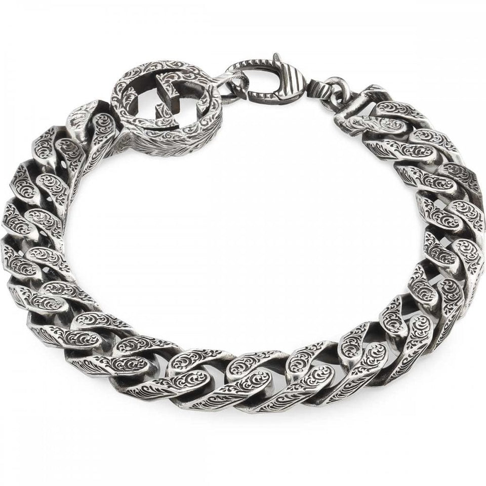 Gucci Interlocking G Aged Silver Bracelet - 20cm