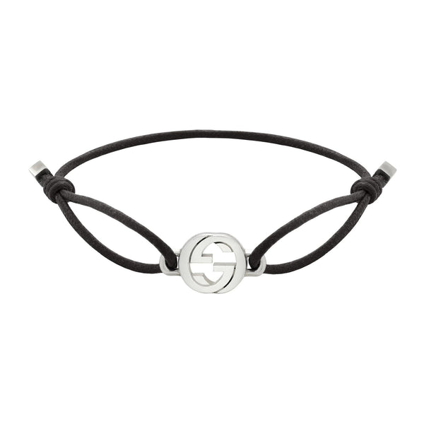 Gucci Interlocking G Sterling Silver and Cord Friendship Bracelet