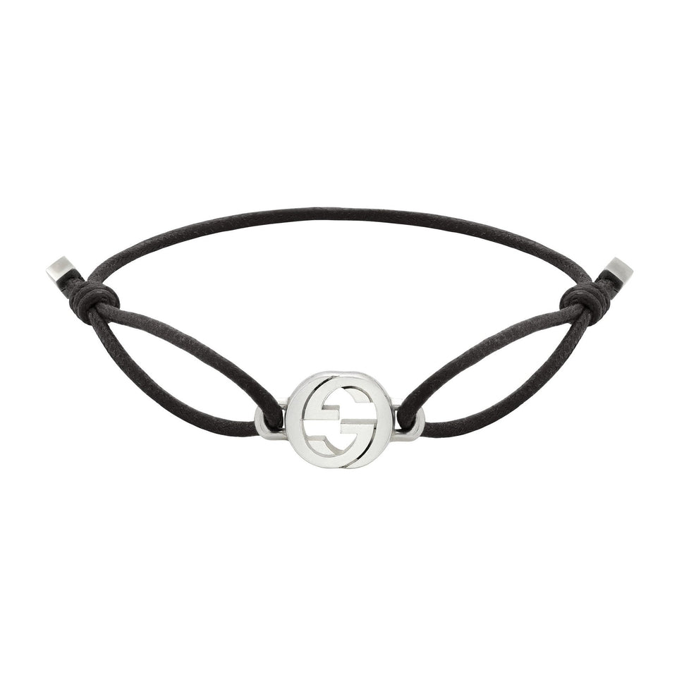 Gucci Interlocking G Sterling Silver and Cord Friendship Bracelet