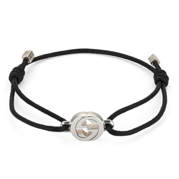 Gucci Interlocking G Sterling Silver and Cord Friendship Bracelet