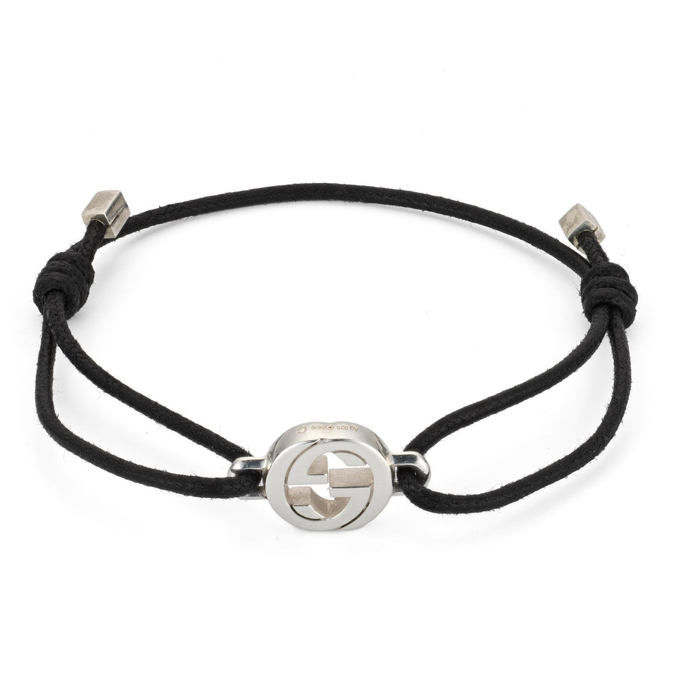 Gucci Interlocking G Sterling Silver and Cord Friendship Bracelet