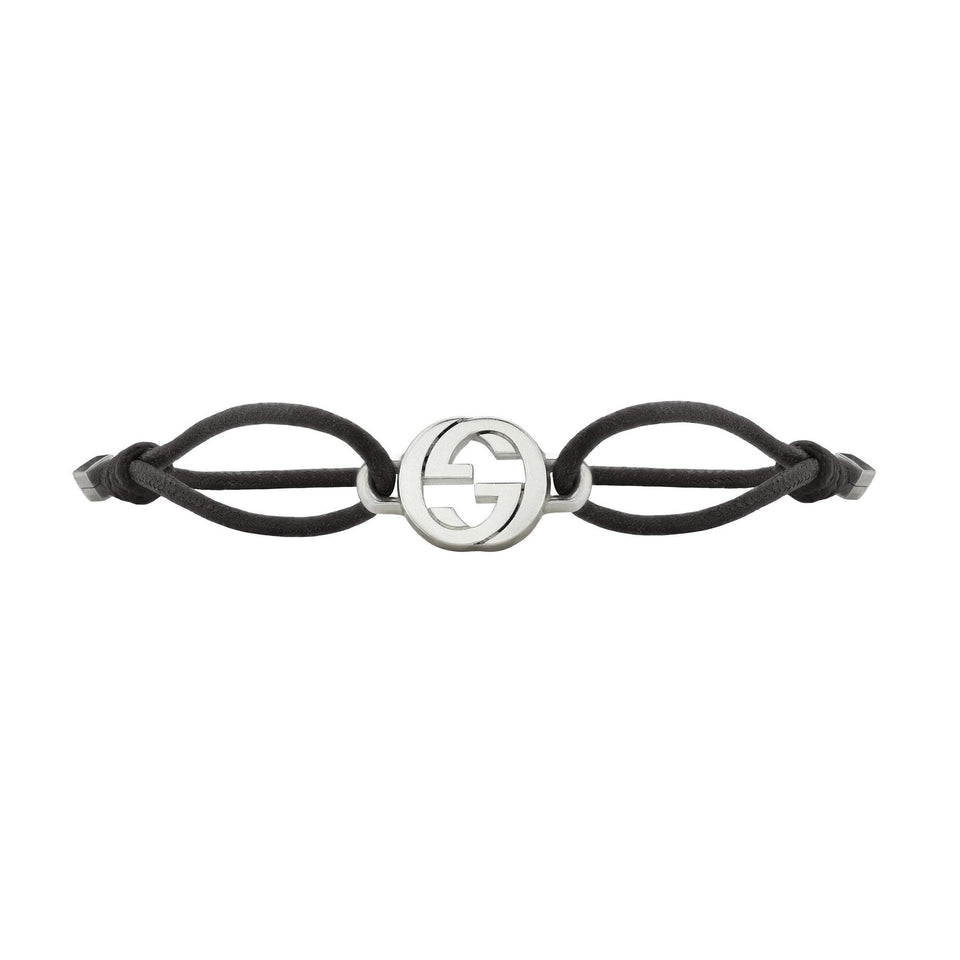 Gucci Interlocking G Sterling Silver and Cord Friendship Bracelet