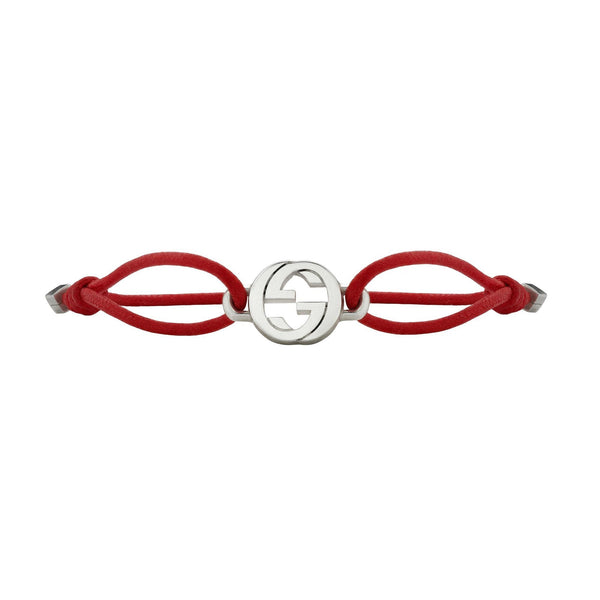Gucci Interlocking G Sterling Silver and Red Cord Friendship Bracelet