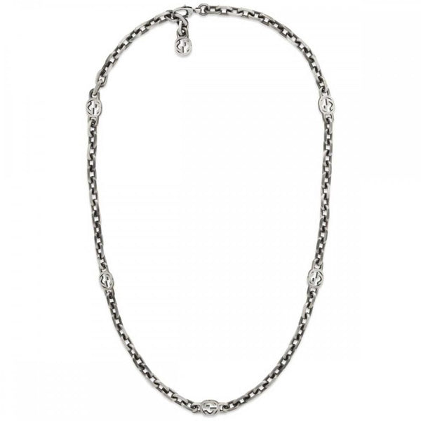 Gucci Interlocking Motif Aged Sterling Silver Necklace