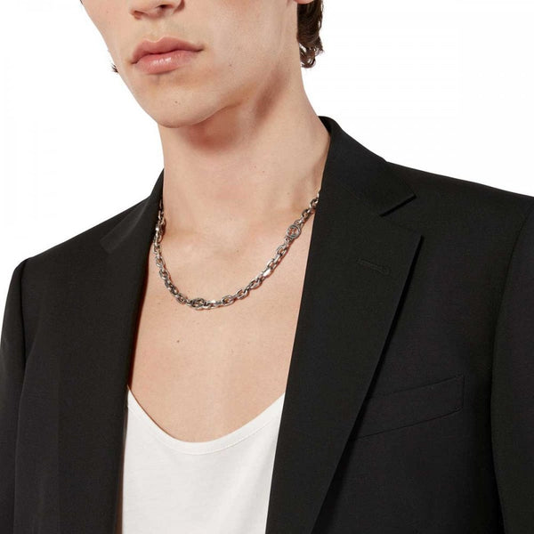 Gucci Interlocking Motif Aged Sterling Silver Necklace