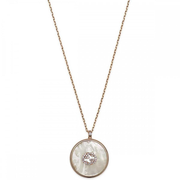 Gucci Interlocking 18ct Rose Gold Mother of Pearl & Diamond Necklace