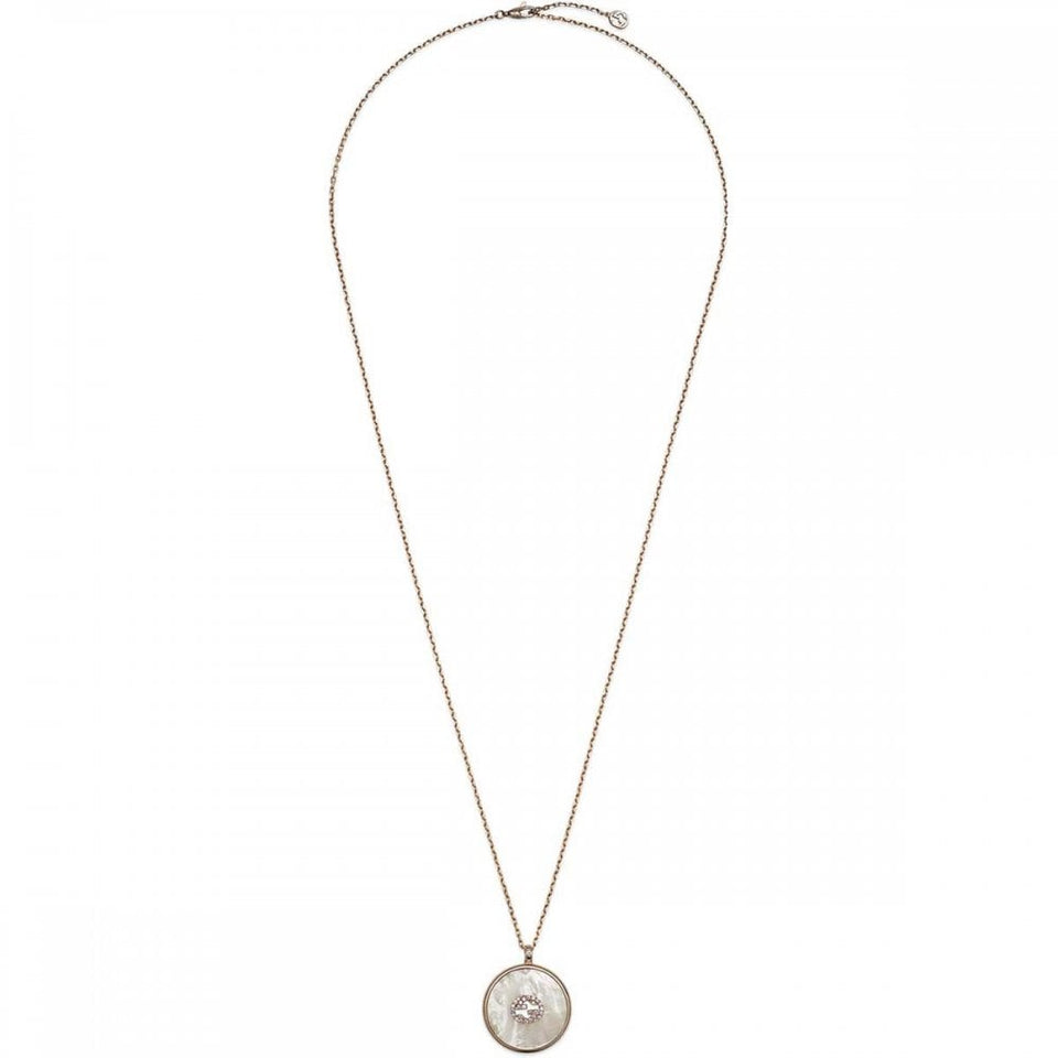 Gucci Interlocking 18ct Rose Gold Mother of Pearl & Diamond Necklace