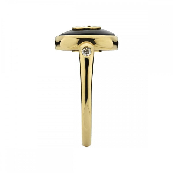 Gucci Interlocking Ring 18ct Gold Black Onyx Diamond