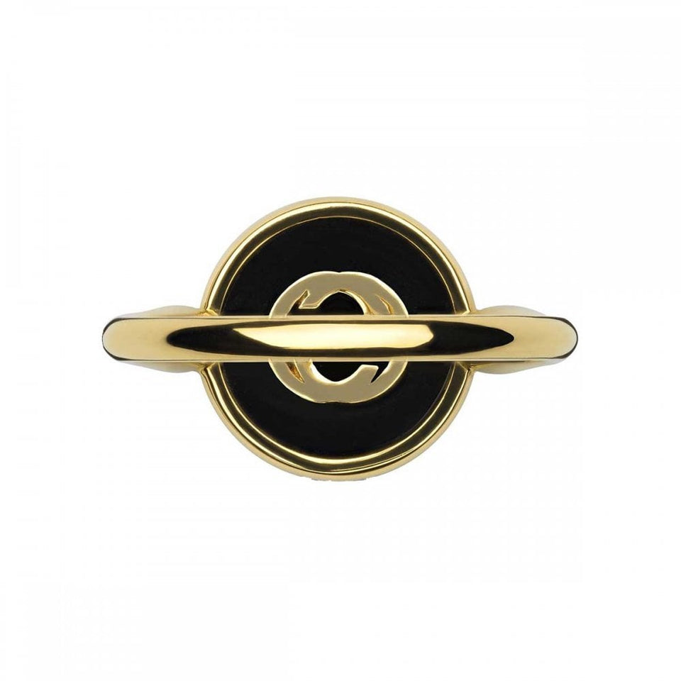 Gucci Interlocking Ring 18ct Gold Black Onyx Diamond