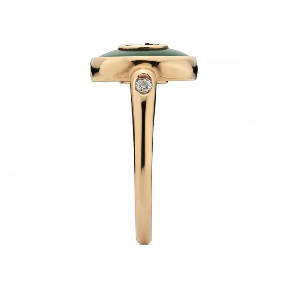 Gucci Interlocking Ring 18ct Rose Gold Green Agate Diamond