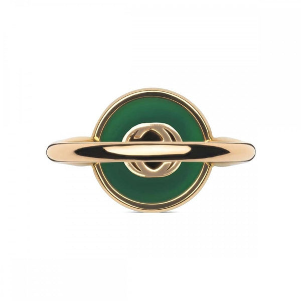 Gucci Interlocking Ring 18ct Rose Gold Green Agate Diamond