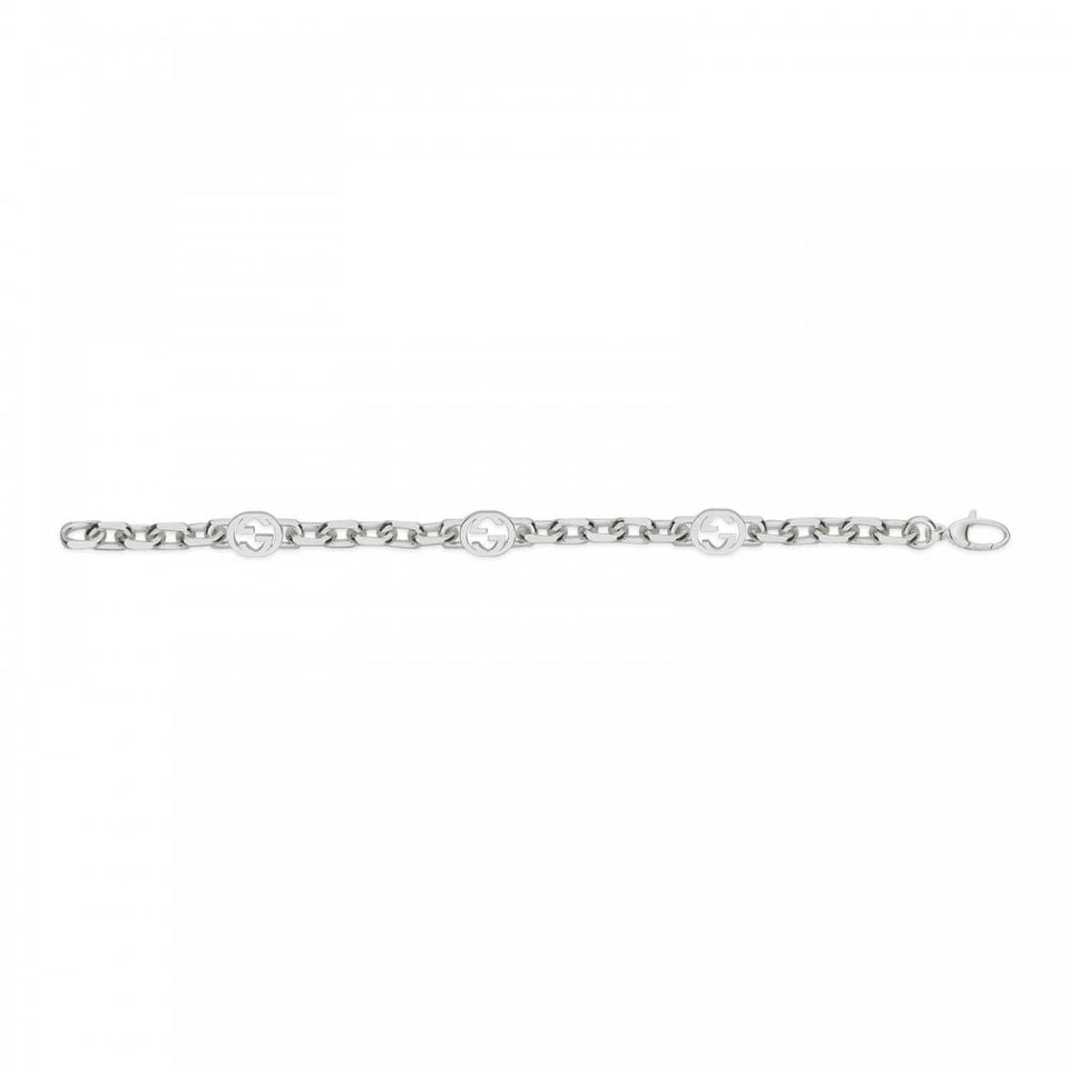 Gucci Interlocking Small Link Sterling Silver Chain Bracelet