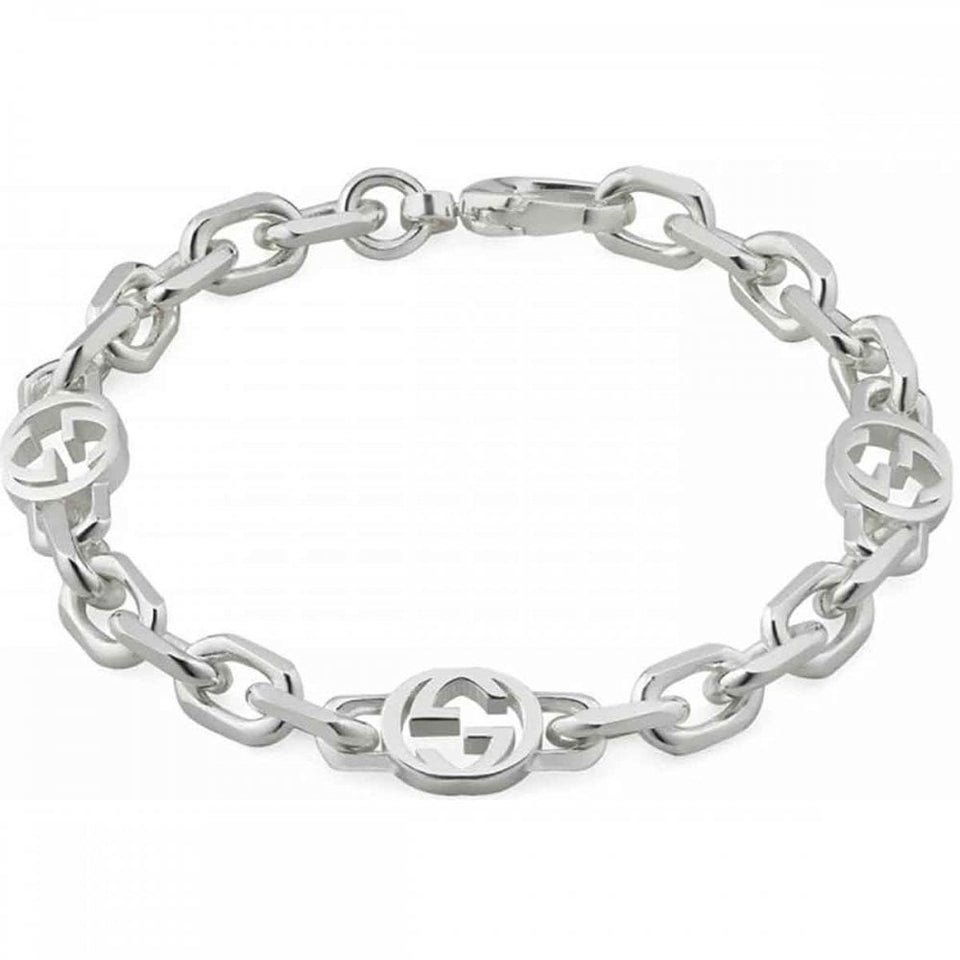 Gucci Interlocking Small Link Sterling Silver Chain Bracelet
