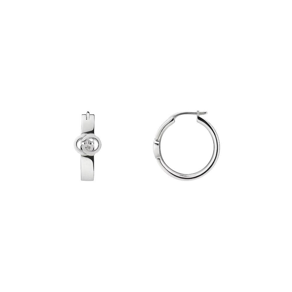Gucci Interlocking Sterling Silver 20mm Hoop Earrings