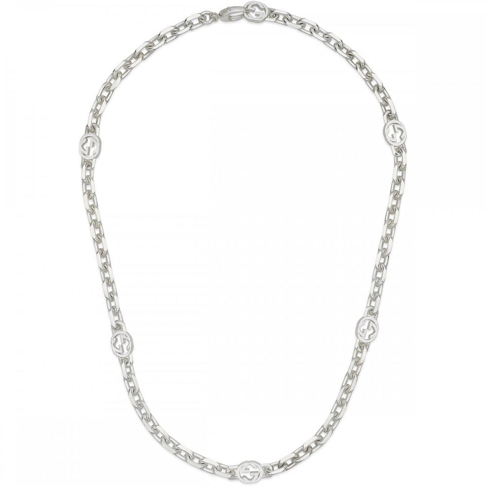 Gucci Interlocking Sterling Silver Scattered Necklace