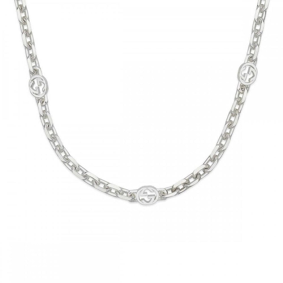 Gucci Interlocking Sterling Silver Scattered Necklace