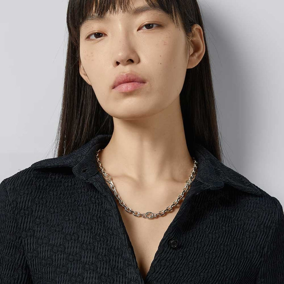 Gucci Interlocking Sterling Silver Scattered Necklace