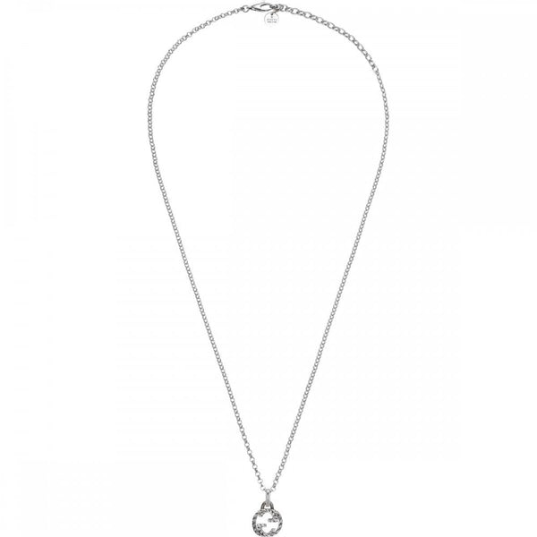 Gucci Interlocking Textured Aged Sterling Silver Necklace