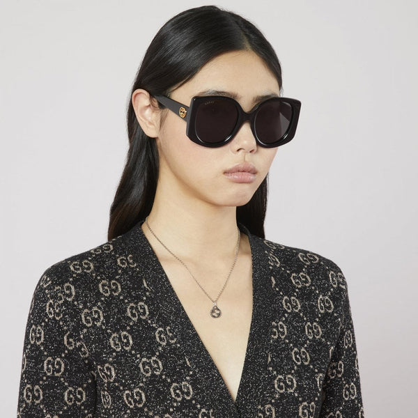 Gucci Interlocking Textured Aged Sterling Silver Necklace