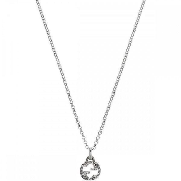 Gucci Interlocking Textured Aged Sterling Silver Necklace