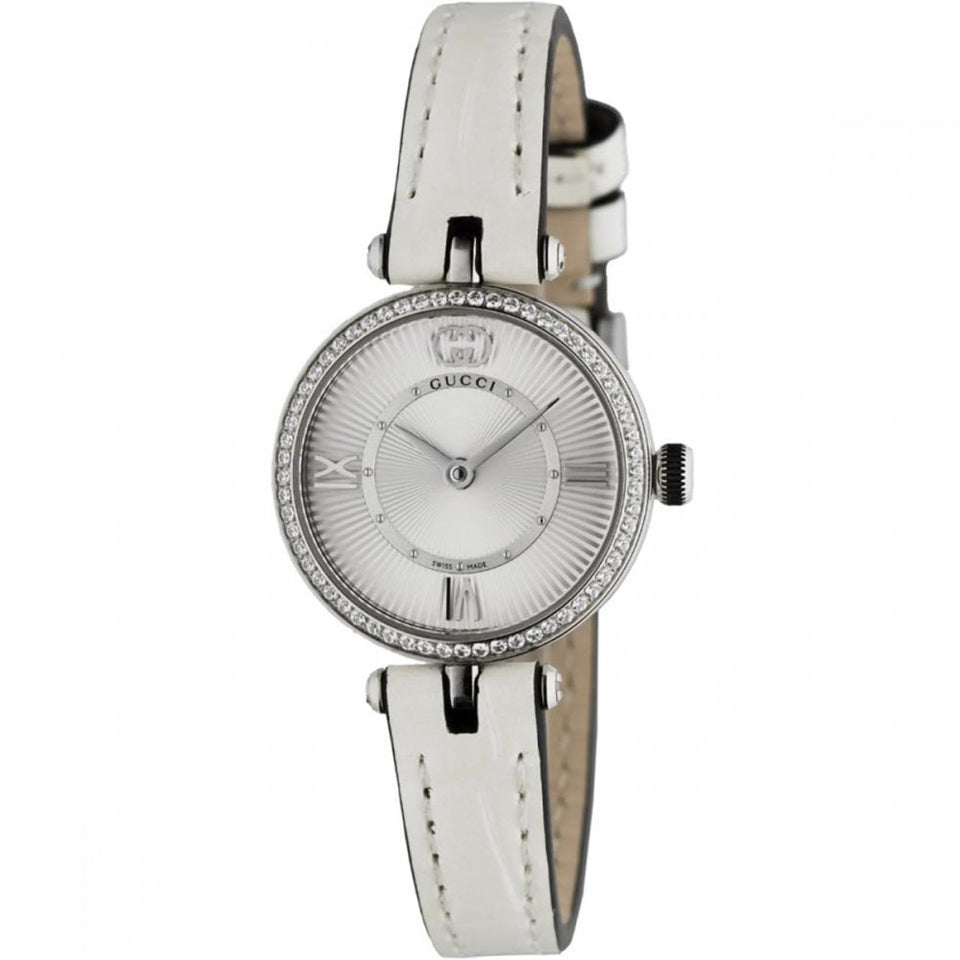 Gucci Ladies 24mm Model 2000 Diamond Set White Watch