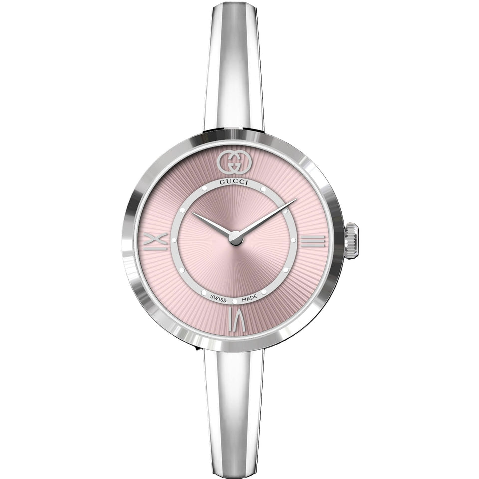 Gucci Ladies 24mm Model 2000 Pink Dial 16cm Bangle Watch