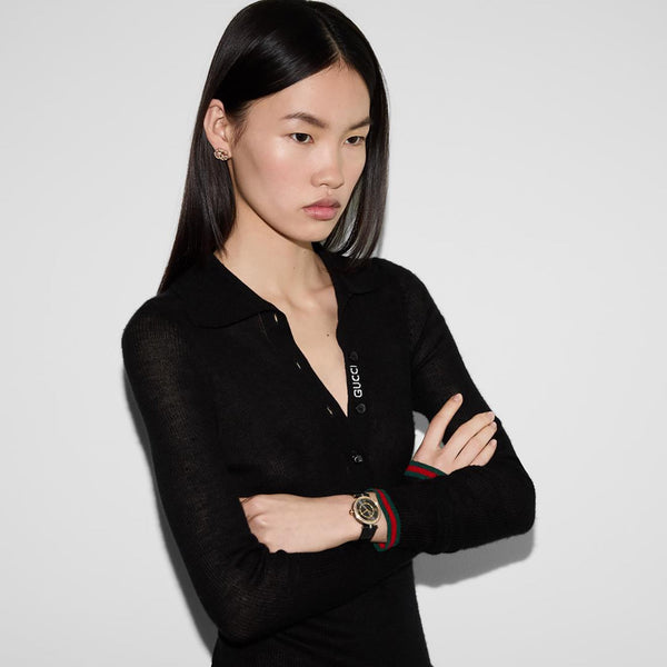 Gucci Ladies 30mm Model 2000 Diamond Set Black Watch