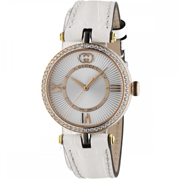 Gucci Ladies 30mm Model 2000 Diamond Set White Watch