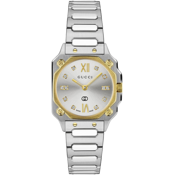 Gucci Ladies G-Flat Two Tone Diamond Set 24mm Watch