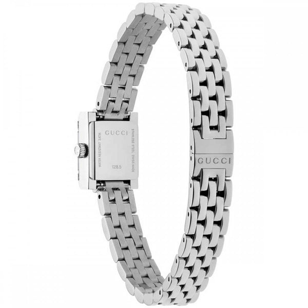 Gucci Ladies G-Frame Square Diamond Set 14mm Mesh Watch
