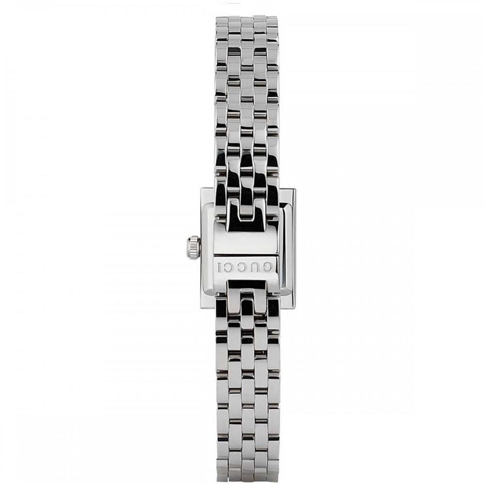 Gucci Ladies G-Frame Square Diamond Set 14mm Mesh Watch