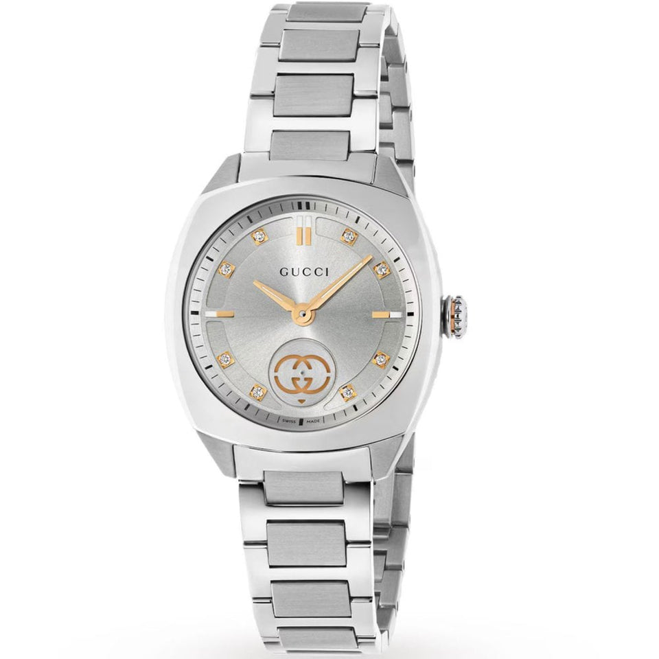 Gucci Ladies Interlocking Diamond 29mm Silver Dial Watch
