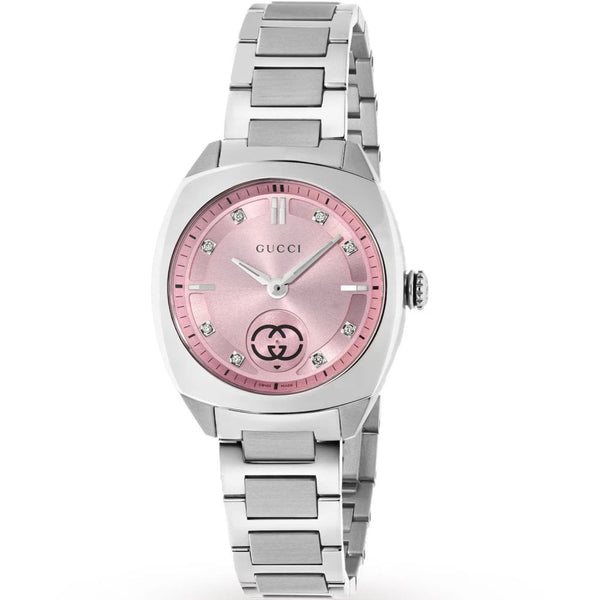 Gucci Ladies Interlocking Diamond Pink Quartz Watch