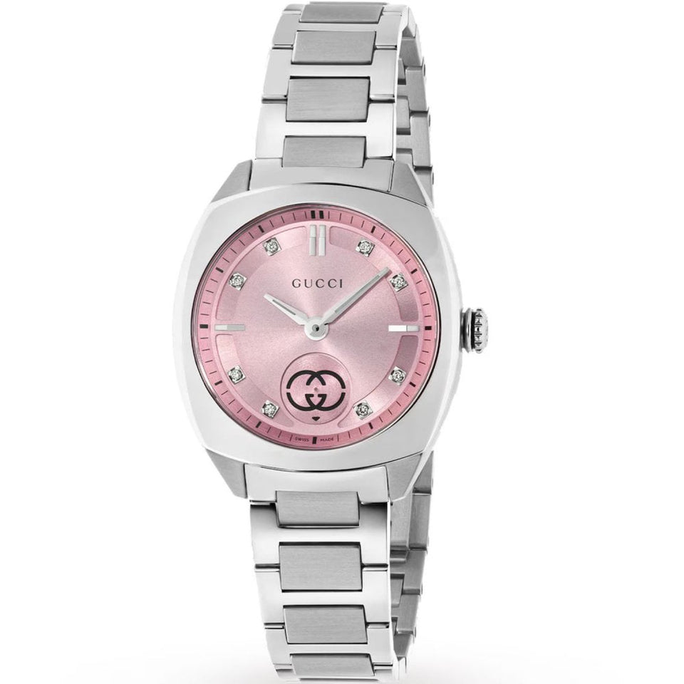 Gucci Ladies Interlocking Diamond Pink Quartz Watch
