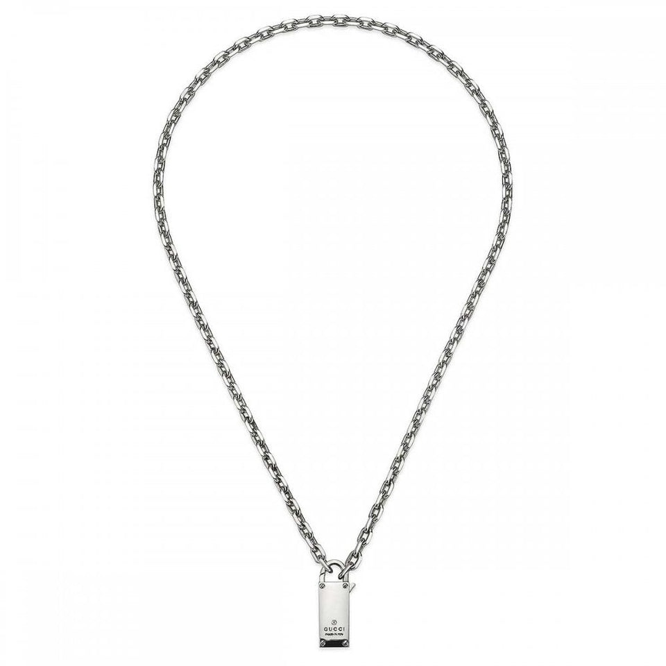 Gucci Ladies Trademark Sterling Silver Padlock Necklace