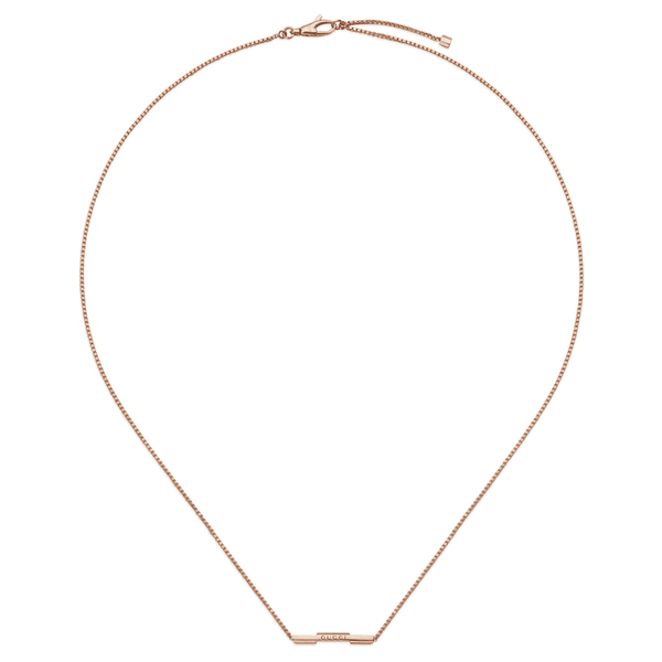 Gucci Link to Love 18ct Rose Gold Engraved Bar Necklace