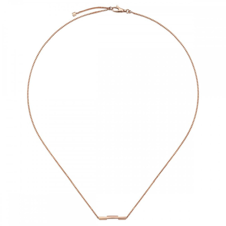 Gucci Link to Love 18ct Rose Gold Engraved Bar Necklace
