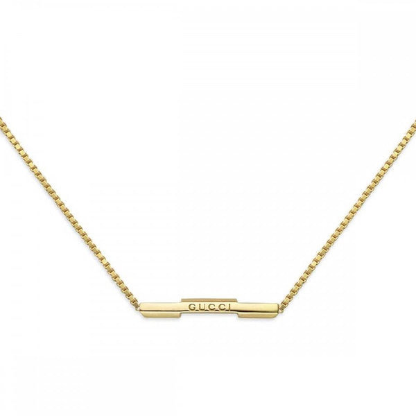 Gucci Link to Love 18ct Yellow Gold Engraved Bar Necklace