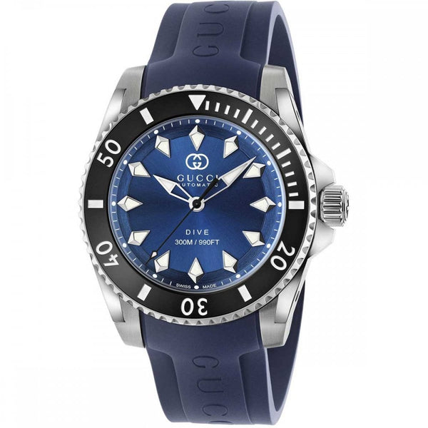 Gucci Men's Dive 40mm Automatic Blue Rubber Strap Watch