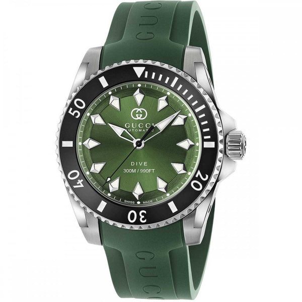 Gucci Men's Dive 40mm Automatic Green Rubber Strap Watch
