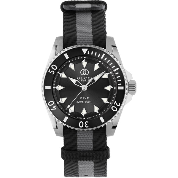 Gucci Mens Dive Automatic 40mm Black Watch