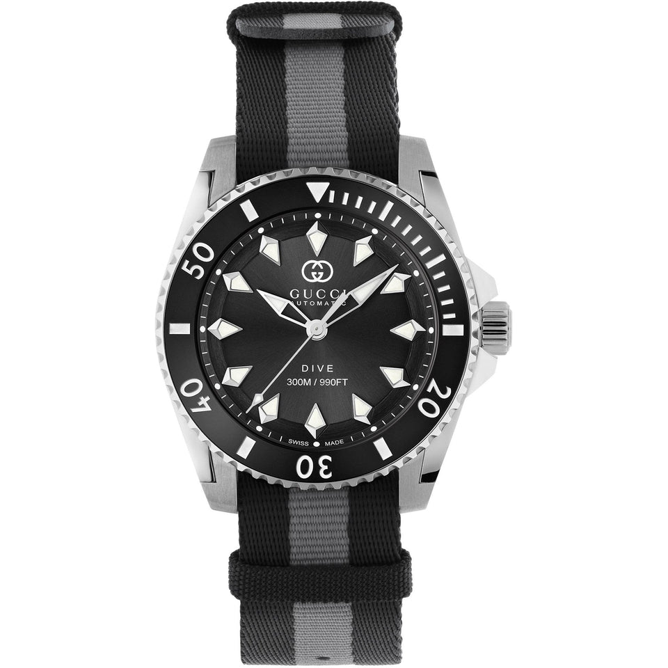Gucci Mens Dive Automatic 40mm Black Watch
